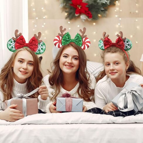 Glitter Mouse Ear Headband, Christmas Candy Hair Accessories For Adults Women, Christmas Holiday Cosplay Costume Party in Saudi Arabia