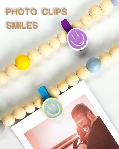 Hanging Photo Display Wall,2 pcs photo banners,with 16 wooden smile clips, for decorating classrooms, bedrooms, living rooms, offices, and dorm rooms (2, Colorful) in Saudi Arabia