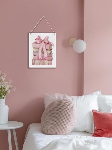 UYIKG Pink Coquette Room Decor, Preppy Coquette Wall Art Wood Hanging Sign, Bow Book Coquette Wall Decor for Girls Bedroom Dorm Wooden Slogan Hanging Sign 8x10 Inch in Kuwait