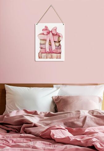 UYIKG Pink Coquette Room Decor, Preppy Coquette Wall Art Wood Hanging Sign, Bow Book Coquette Wall Decor for Girls Bedroom Dorm Wooden Slogan Hanging Sign 8x10 Inch in Kuwait