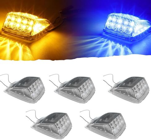 All Star Truck Parts] 5x Super Bright Amber Yellow 17 LED علامة الكابينة أعلى التخليص أضواء السقف استبدال الجمعية لمقطورة نصف شاحنة Kenworth Peterbilt Freightliner Mack فولفو الدولية DOT in Kuwait