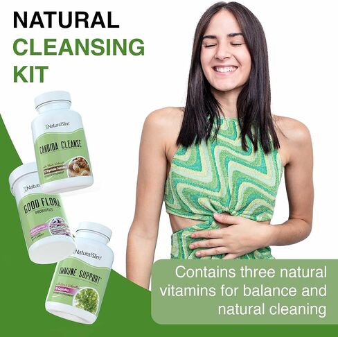 مجموعة مكملات دعم تطهير المبيضات NaturalSlim - مجموعة المبيضات المضادة للنمو الزائد وتنظيف الأمعاء والقولون 242 كبسولة إجمالية - برنامج تنظيف لمدة 28 يومًا تم صياغته بواسطة فرانك سواريز (عبوة واحدة) in Kuwait