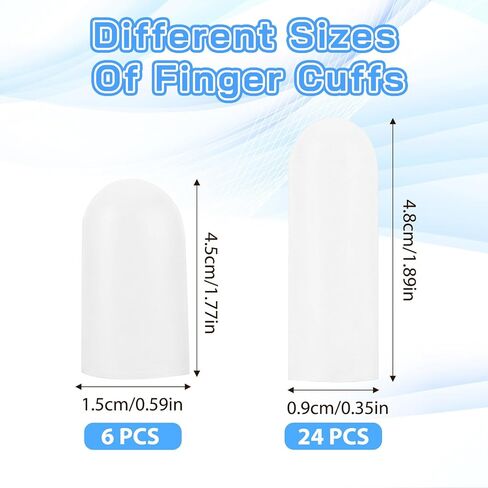 30 Pcs Silicone Finger Protectors Gel Finger Cots Reusable Fingers Sleeve Soft Thumb Cover High Elastic Fingertip Bandages for Cracked Skin Blisters Calluses Nude (White, 24pcs Large + 6pcs Small) in Saudi Arabia