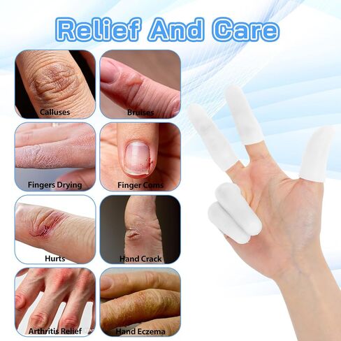 30 Pcs Silicone Finger Protectors Gel Finger Cots Reusable Fingers Sleeve Soft Thumb Cover High Elastic Fingertip Bandages for Cracked Skin Blisters Calluses Nude (White, 24pcs Large + 6pcs Small) in Saudi Arabia
