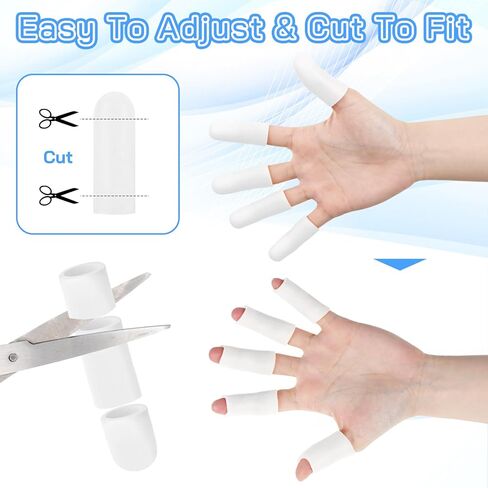 30 Pcs Silicone Finger Protectors Gel Finger Cots Reusable Fingers Sleeve Soft Thumb Cover High Elastic Fingertip Bandages for Cracked Skin Blisters Calluses Nude (White, 24pcs Large + 6pcs Small) in Saudi Arabia