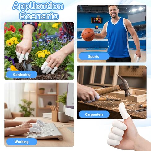 30 Pcs Silicone Finger Protectors Gel Finger Cots Reusable Fingers Sleeve Soft Thumb Cover High Elastic Fingertip Bandages for Cracked Skin Blisters Calluses Nude (White, 24pcs Large + 6pcs Small) in Saudi Arabia