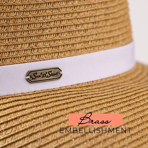 قبعات Sun 'N' Sand French Laundry Straw للنساء - قبعة بدون ظهر وقابلة للطي وقابلة للتعبئة - قبعة الشاطئ للنساء - حافة 4 بوصات in Kuwait