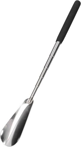 Adjustable Telescopic Shoe Horn, Stainless Steel Long Handle Shoehorn with Easy Grip Handles, Curved Design for Comfort, Small Size for Storage, for Elderly, Pregnant Women in Saudi Arabia