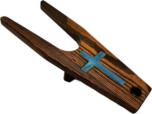 Wooden Boot Jack Bootjack with Epoxy Inlay Cross Boot Puller (Espresso with Blue Cross) in Saudi Arabia