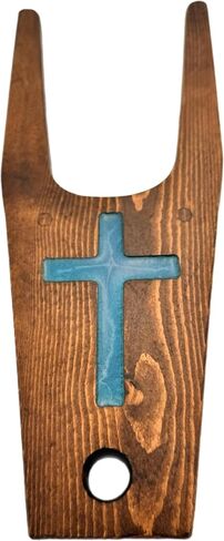 Wooden Boot Jack Bootjack with Epoxy Inlay Cross Boot Puller (Espresso with Blue Cross) in Saudi Arabia