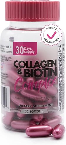 Collagen & Biotin Complex – 3000 mcg Biotin, 600 mg Collagen Peptides, 200 mg Hydrolyzed Keratin – Supports Healthy Hair, Skin & Nails – 60 Softgels in Saudi Arabia