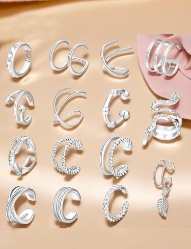 Women Ear Cuff Earrings Non Pierced Ears Clip on Cartilage Earring 15 Pcs in Saudi Arabia