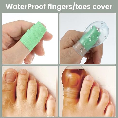 6 Pcs Waterproof Toe & Finger Cover Toe Waterproof Soaking Sleeve Set Reusable Silicone Nail Protector for Bathing Swimming Nursing Fingernails Bath Pedicures Manicures Nail Care in Saudi Arabia