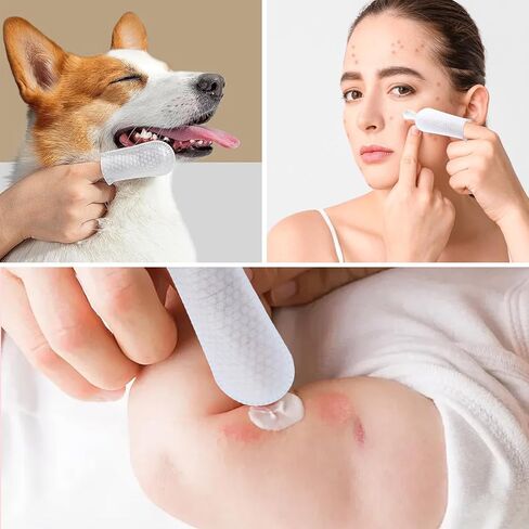 100Pcs Breathable Cotton Finger Cots, Disposable Cloth Finger Covers, Wear Resistant Finger Protector for Men Women Work Nail Cleaning Injured Fingers Dogs Cats Ear Cleaning in Saudi Arabia