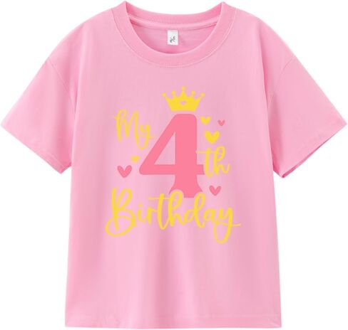 أربعة قمصان طفلة عيد ميلاد التي شيرت 4th عيد ميلاد ملابس 4 سنوات من العمر الفتيات سعيد الرابع Bday حزب المحملة in Kuwait