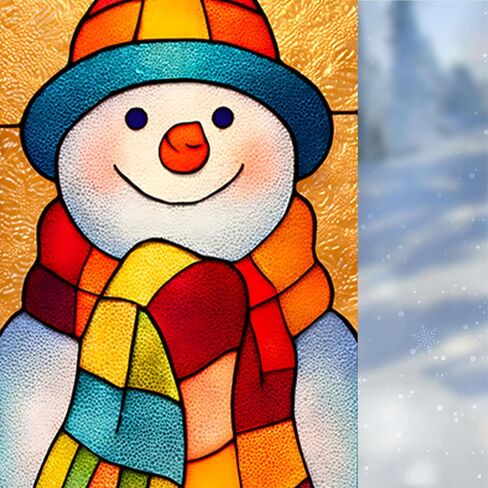Nuxovilar Santa and Church Scene Decorative Christmas Window Film, 17.5×39.7in, Holiday ambiance for Indoor Decoration (Frosted) in Saudi Arabia