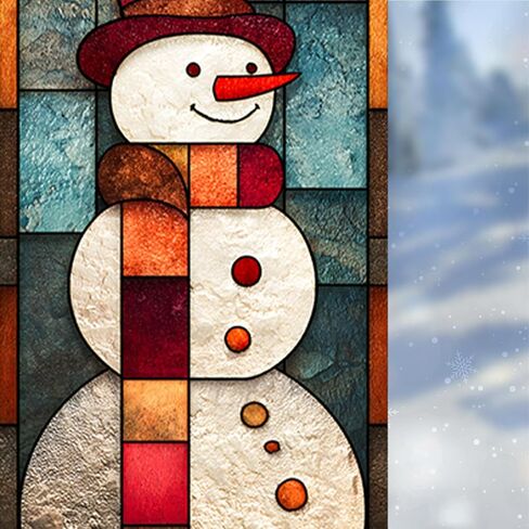 Nuxovilar Santa and Church Scene Decorative Christmas Window Film, 17.5×39.7in, Holiday ambiance for Indoor Decoration (Frosted) in Saudi Arabia