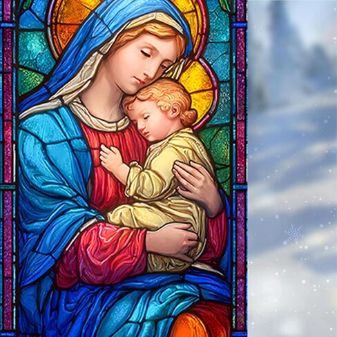 Nuxovilar Santa and Church Scene Decorative Christmas Window Film, 17.5×39.7in, Holiday ambiance for Indoor Decoration (Frosted) in Saudi Arabia