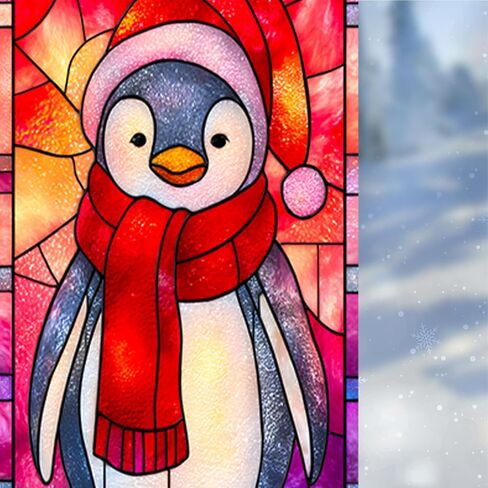 Nuxovilar Santa and Church Scene Decorative Christmas Window Film, 17.5×39.7in, Holiday ambiance for Indoor Decoration (Frosted) in Saudi Arabia