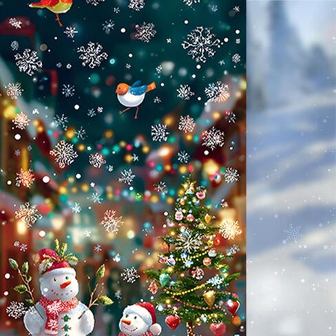 Nuxovilar Santa and Church Scene Decorative Christmas Window Film, 17.5×39.7in, Holiday ambiance for Indoor Decoration (Frosted) in Saudi Arabia