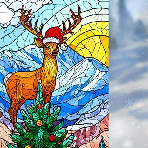 Nuxovilar Santa and Church Scene Decorative Christmas Window Film, 17.5×39.7in, Holiday ambiance for Indoor Decoration (Frosted) in Saudi Arabia
