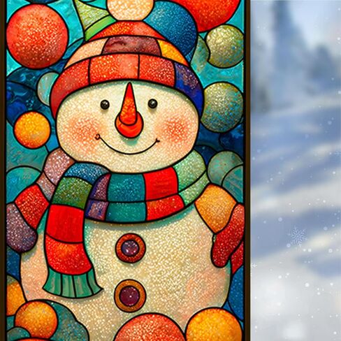 Nuxovilar Santa and Church Scene Decorative Christmas Window Film, 17.5×39.7in, Holiday ambiance for Indoor Decoration (Frosted) in Saudi Arabia