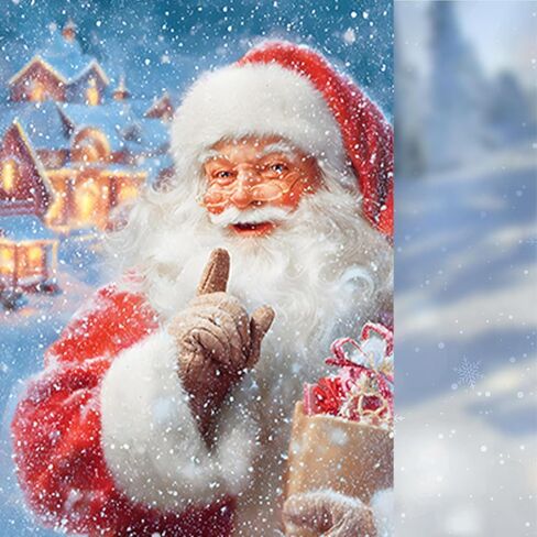Nuxovilar Santa and Church Scene Decorative Christmas Window Film, 17.5×39.7in, Holiday ambiance for Indoor Decoration (Frosted) in Saudi Arabia