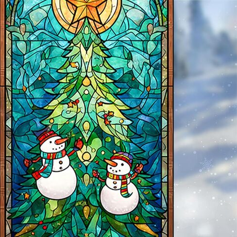Nuxovilar Santa and Church Scene Decorative Christmas Window Film, 17.5×39.7in, Holiday ambiance for Indoor Decoration (Frosted) in Saudi Arabia