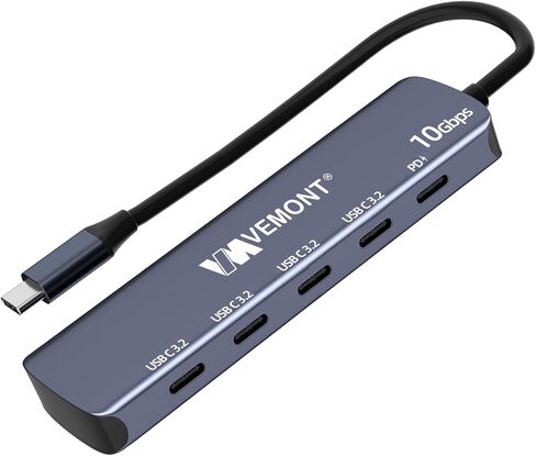 USB C Hub 3.2 10Gbps, VEMONT Aluminum USB 3.2 Hub with 2 USB-C and 2 USB-A Data Ports, Ultra Slim USB 3.2 Gen 2 Hub for MacBook Pro/Air 2022/2021, iPhone 15, iPad Pro, XPS, Surface Pro and More in Saudi Arabia