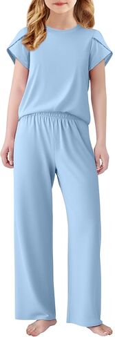 Arshiner Pajamas for Girls Short Sleeve Long Pants Pjs Cute Soft Sleepwear Lounge Sets in Saudi Arabia