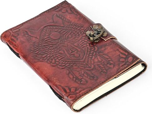 Blank Spell Book of Shadows Journal Vinatge Brass Clasp Lock Journal Unique Crescent Moon Diary Prayer Pagan Witchcraft Supplies Wiccan Decor Aesthetic Handmade Deckle Paper Christmas Gift For Men and Women in Kuwait