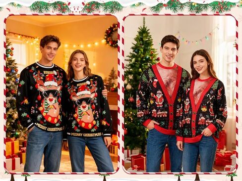 Ugly Christmas Sweatshirt for Men Women, 3D Funny Crewneck Pullover Sweatshirt for Xmas Holiday in Saudi Arabia