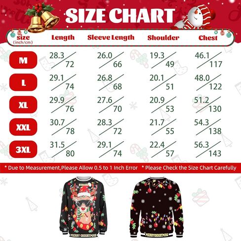 Ugly Christmas Sweatshirt for Men Women, 3D Funny Crewneck Pullover Sweatshirt for Xmas Holiday in Saudi Arabia