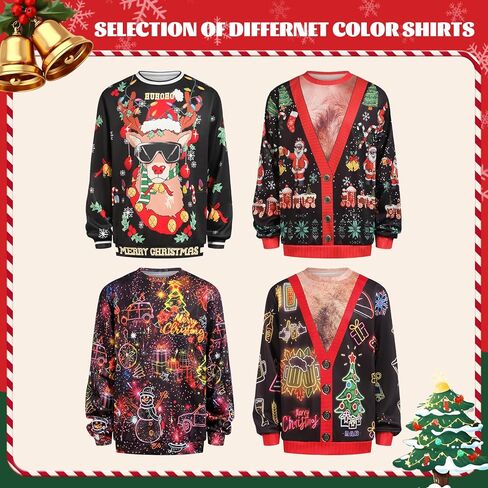 Ugly Christmas Sweatshirt for Men Women, 3D Funny Crewneck Pullover Sweatshirt for Xmas Holiday in Saudi Arabia