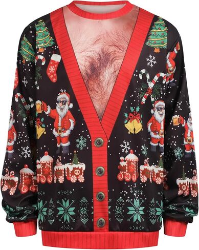 Ugly Christmas Sweatshirt for Men Women, 3D Funny Crewneck Pullover Sweatshirt for Xmas Holiday in Saudi Arabia