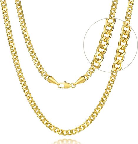 3.6MM 14K Gold Chain for Mens Necklace 14K Gold Necklaces for Women Trendy Golden Cuban Link Chain for Men Dainty Golden Necklace for Women Non Tarnish Polished Shine with Appeal 16-24IN in Saudi Arabia