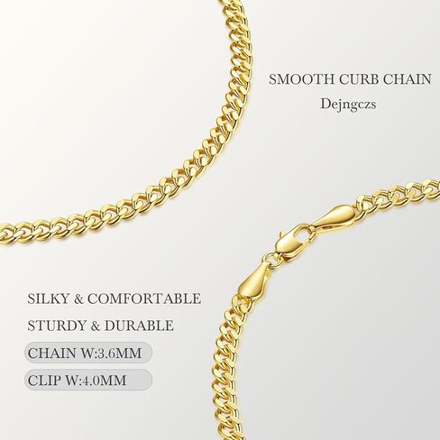 3.6MM 14K Gold Chain for Mens Necklace 14K Gold Necklaces for Women Trendy Golden Cuban Link Chain for Men Dainty Golden Necklace for Women Non Tarnish Polished Shine with Appeal 16-24IN in Saudi Arabia