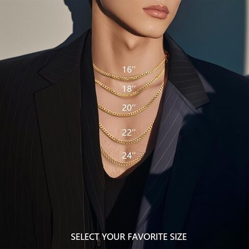 3.6MM 14K Gold Chain for Mens Necklace 14K Gold Necklaces for Women Trendy Golden Cuban Link Chain for Men Dainty Golden Necklace for Women Non Tarnish Polished Shine with Appeal 16-24IN in Saudi Arabia