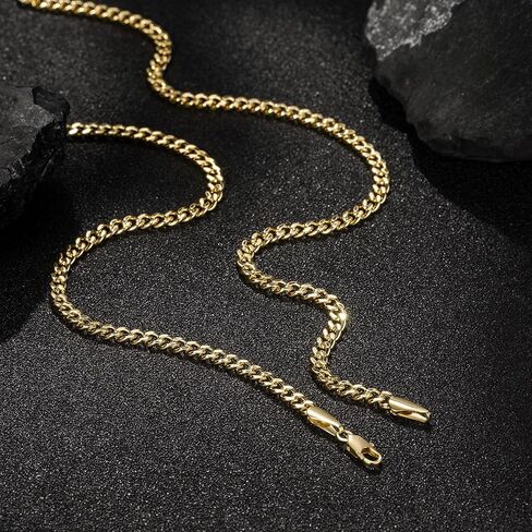 3.6MM 14K Gold Chain for Mens Necklace 14K Gold Necklaces for Women Trendy Golden Cuban Link Chain for Men Dainty Golden Necklace for Women Non Tarnish Polished Shine with Appeal 16-24IN in Saudi Arabia
