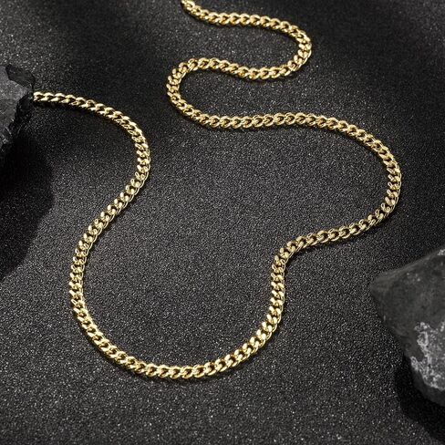 3.6MM 14K Gold Chain for Mens Necklace 14K Gold Necklaces for Women Trendy Golden Cuban Link Chain for Men Dainty Golden Necklace for Women Non Tarnish Polished Shine with Appeal 16-24IN in Saudi Arabia
