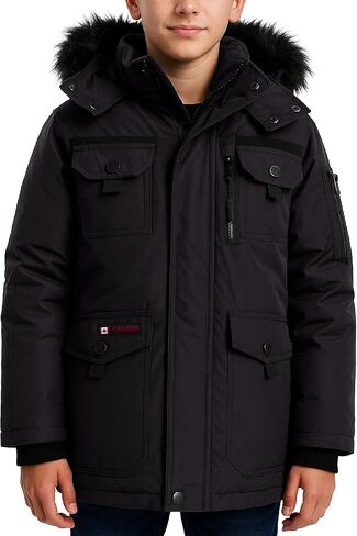 CANADA WEATHER GEAR Boys' Winter Jacket - Heavyweight Water and Wind Resistant Hooded Parka Ski Jacket for Boys (Sizes: 5-20) in Kuwait