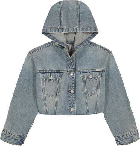 Calvin Klein girls Hooded Denim Jean Jacket, Button Closure, Casual Style in Saudi Arabia