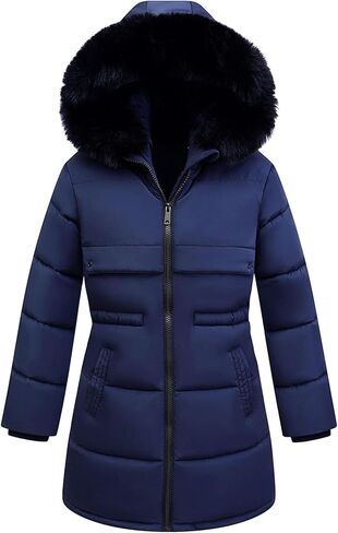 Yimoon Girl's Winter Coat Warm Long Parka Puffer Jacket Kids Waterproof Quilted Outerwear with Hood in Saudi Arabia