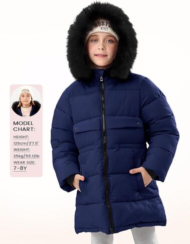 Yimoon Girl's Winter Coat Warm Long Parka Puffer Jacket Kids Waterproof Quilted Outerwear with Hood in Saudi Arabia