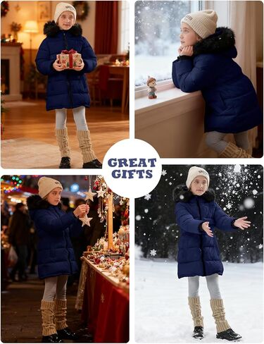 Yimoon Girl's Winter Coat Warm Long Parka Puffer Jacket Kids Waterproof Quilted Outerwear with Hood in Saudi Arabia