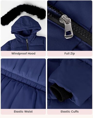Yimoon Girl's Winter Coat Warm Long Parka Puffer Jacket Kids Waterproof Quilted Outerwear with Hood in Saudi Arabia