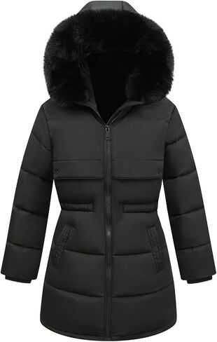 Yimoon Girl's Winter Coat Warm Long Parka Puffer Jacket Kids Waterproof Quilted Outerwear with Hood in Saudi Arabia