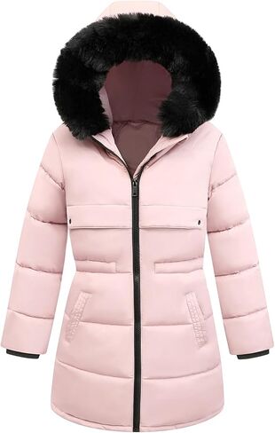 Yimoon Girl's Winter Coat Warm Long Parka Puffer Jacket Kids Waterproof Quilted Outerwear with Hood in Saudi Arabia