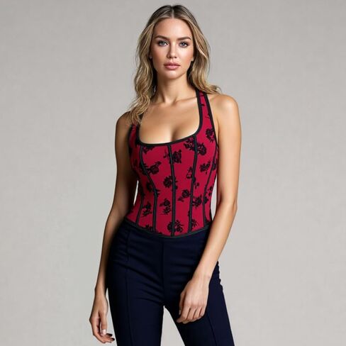 Women's Sexy Halter Corset Tops, Backless Boned Bustier Embroidery Overbust Corset Top for Halloween, Theme Parties in Saudi Arabia