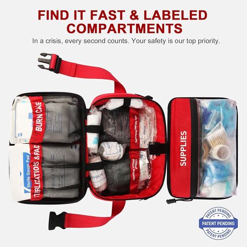 516 Piece First Aid Kit for Car, Travel & Home - Large Professional Waterproof Compact Labeled Emergency Kit with Molle Shoulder Strap Backpack for Camping, Hiking & Survival in Saudi Arabia